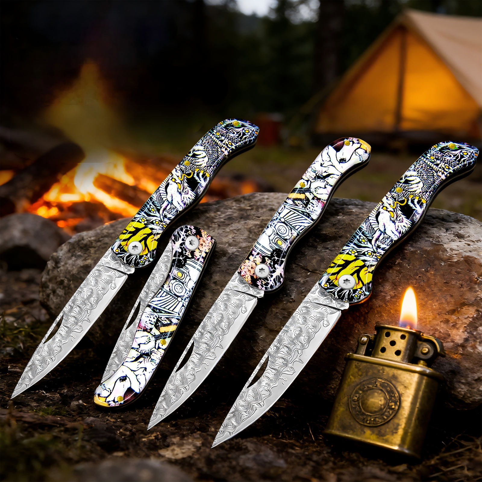 Day Damascus pattern folding p - đánh giá và giá Edc Day Carry