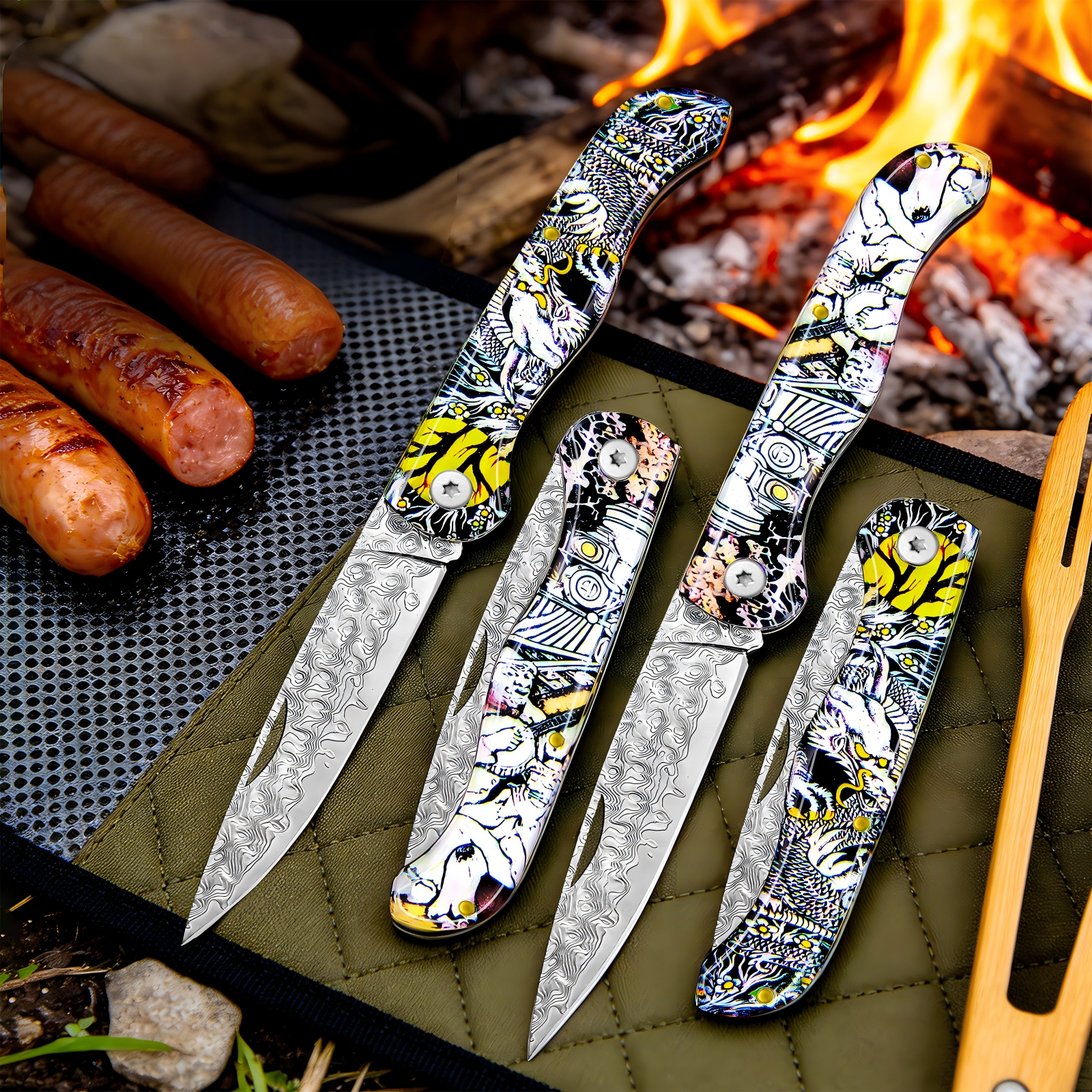 Day Damascus pattern folding p - đánh giá và giá Edc Day Carry