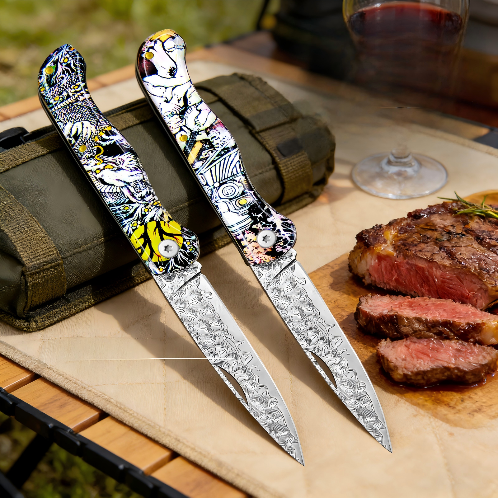 Day Damascus pattern folding p - đánh giá và giá Edc Day Carry